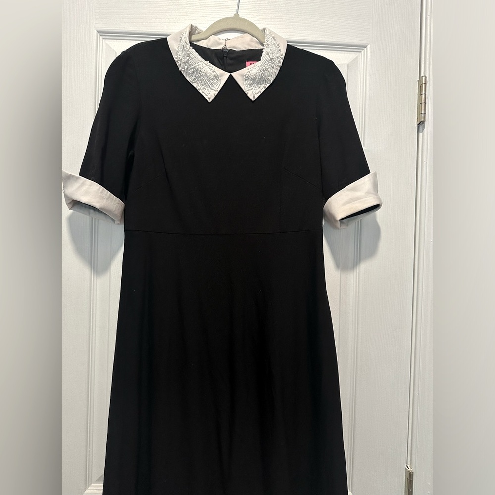 Vintage black Betsey Johnson dress size 10 knee-length beaded